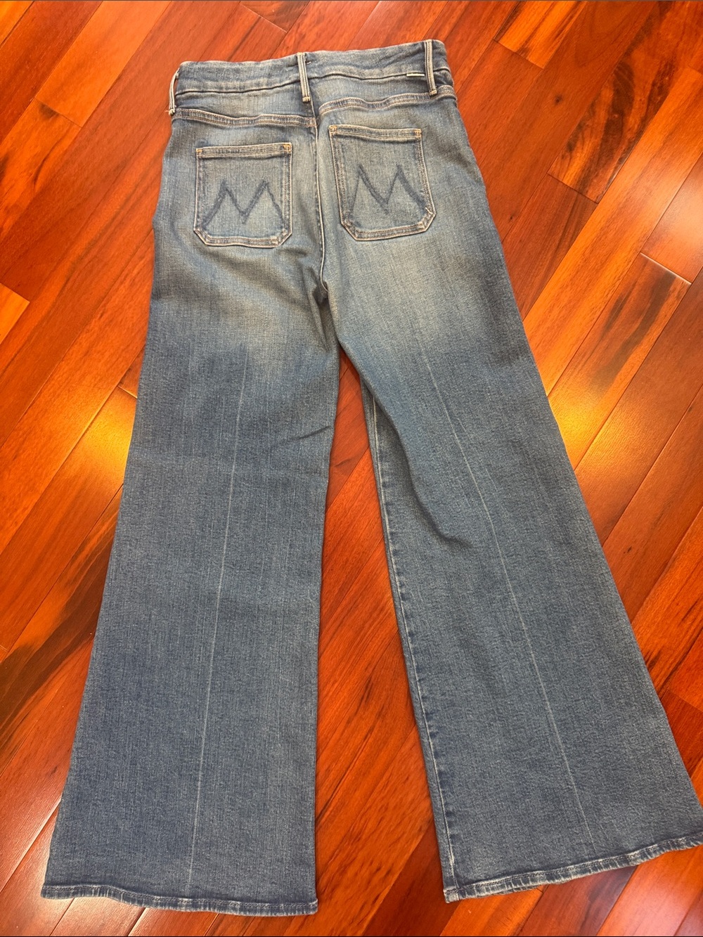 MOTHER patch pocket roller Wide-Leg Jeans in Medium Blue Wash Size 25 - Picture 5 of 6